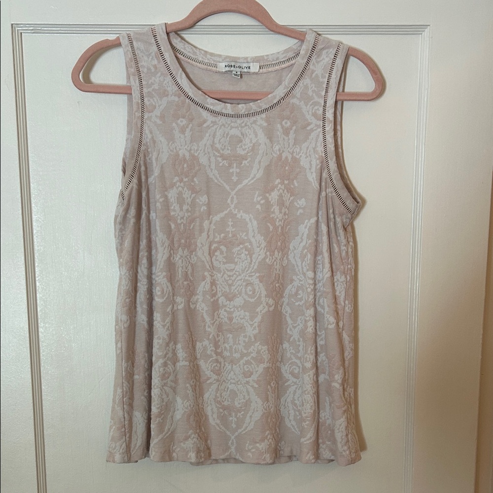 Anthropologie Pink Damask Patterned Top